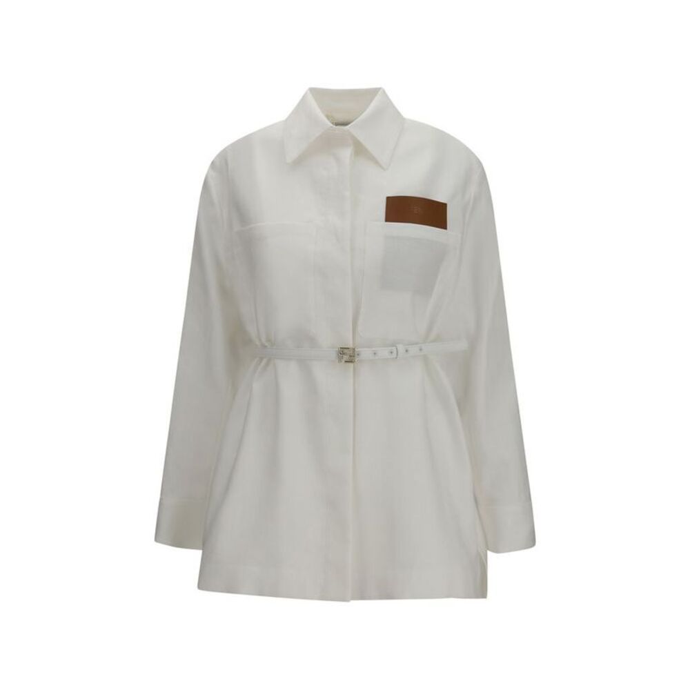 Fendi White Linen Full-Length Women's Jacket